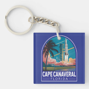 Llavero Ilustración de viaje de arte de Cabo Cañaveral Flo