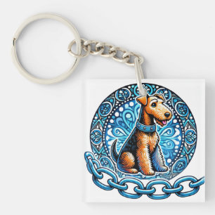 Llavero Ilustración decorativa de un perro terrier