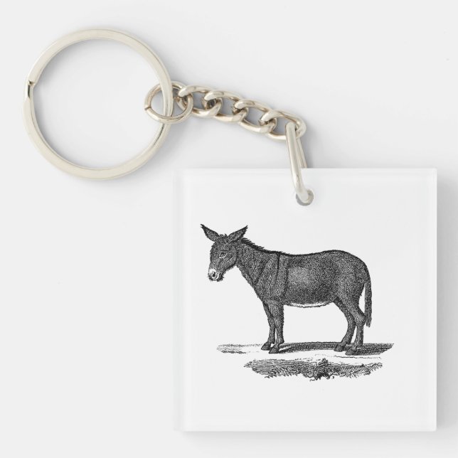 Llavero Ilustracion del burro del vintage - burros 1800's (Frente)
