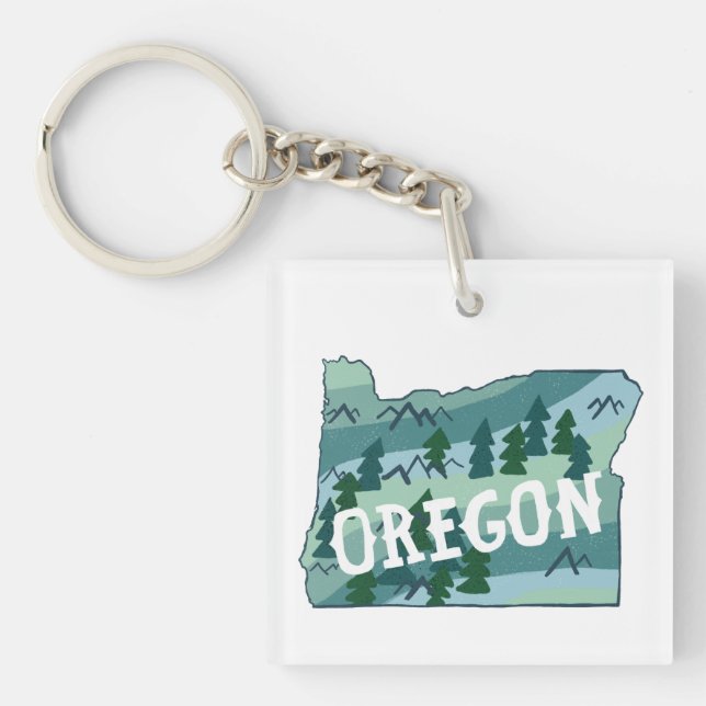 Llavero Ilustracion del Mapa Estatal de Oregon (Frente)