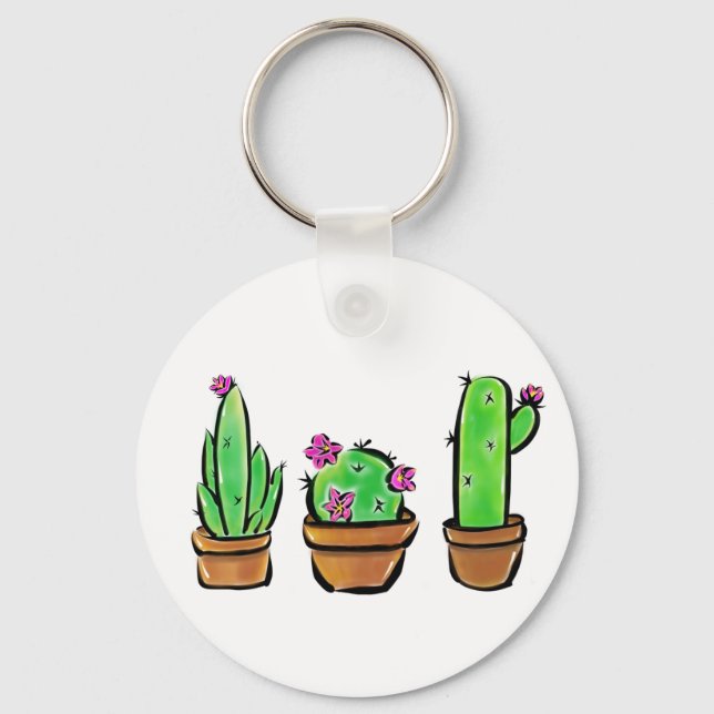 Llavero Ilustracion del trío de Cactus (Anverso)