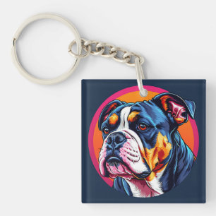 Llavero Ilustración Digital Colorida de Perro