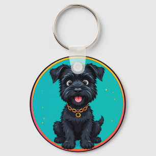 Llavero Ilustración digital colorida de perro divertido
