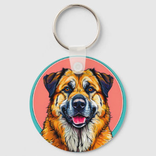 Llavero Ilustración digital colorida de un perro feliz