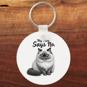 Llavero Ilustración Divertida de Cara de Gato – Arte de Ga