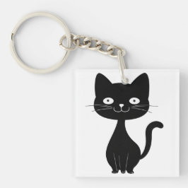 Llavero Ilustración divertida de gato de dibujos animados 