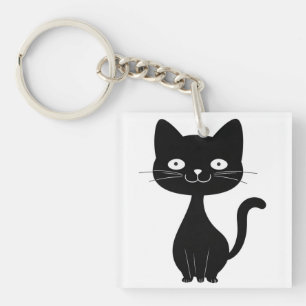 Llavero Ilustración divertida de gato de dibujos animados 