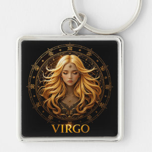 Llavero Ilustración elegante del zodiaco Virgo con oro