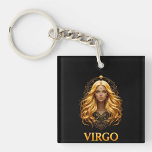 Llavero Ilustración elegante del zodiaco Virgo con oro