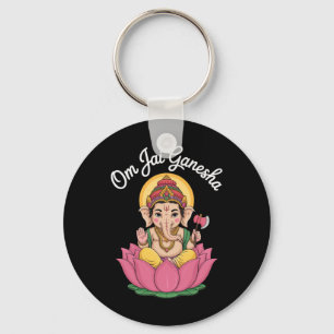 Llavero Ilustración Espiritual Ganesha Loto Om Jai Diciend