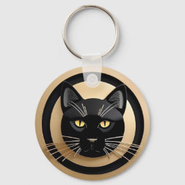 Llavero Ilustración Estilizada de Gato Negro