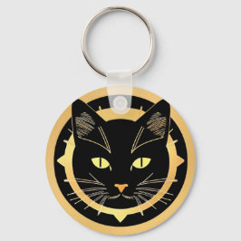 Llavero Ilustración Estilizada de Gato Negro