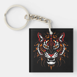Llavero Ilustración estilizada de la cabeza de un tigre