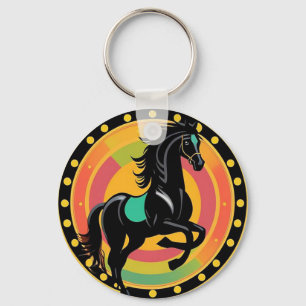 Llavero Ilustración estilizada de un caballo negro