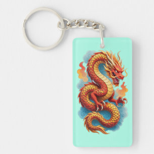 Llavero Ilustración Fiery del Dragón Rojo Chino-67561