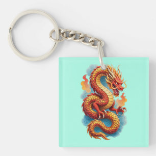 Llavero Ilustración Fiery del Dragón Rojo Chino-67561