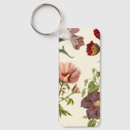 Llavero Ilustración floral vintage con rosa y rojo 