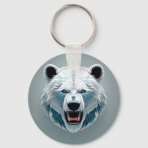 Llavero Ilustración Geométrica de Oso Polar Feroz