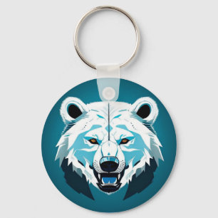 Llavero Ilustración Geométrica de Oso Polar Feroz