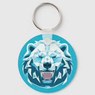 Llavero Ilustración Geométrica de Oso Polar Feroz