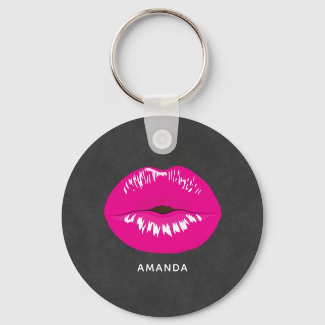 Llavero Ilustracion glamoroso de los labios rosados calien (Anverso)