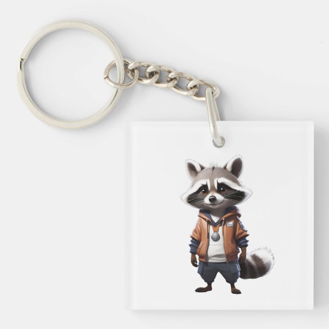 Llavero Ilustracion Guay y Adorable Raccoon (Frente)