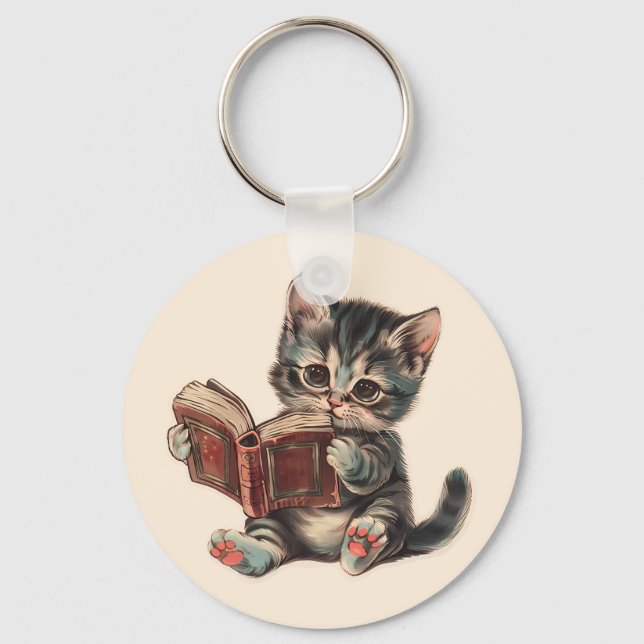 Llavero Ilustracion infantil retro de libro de lectura de  (Anverso)