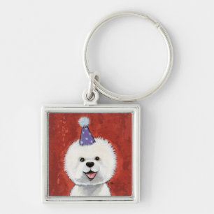 Llavero Ilustracion lindo del perro del fiesta de Bichon