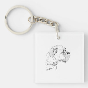 Llavero Ilustración minimalista de perro Boxer - Amante de