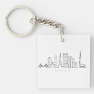 Llavero Ilustración minimalista del horizonte de Tokio