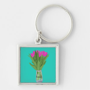 Llavero Ilustracion moderno de la flor de los tulipanes de