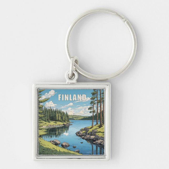 Llavero Ilustracion Natural de Finlandia (Frente)