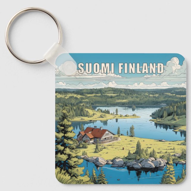 Llavero Ilustracion Natural de Finlandia (Anverso)