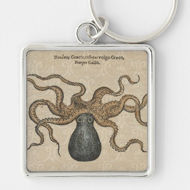 Llavero Ilustracion Octopus Kraken Vintage (Frente)
