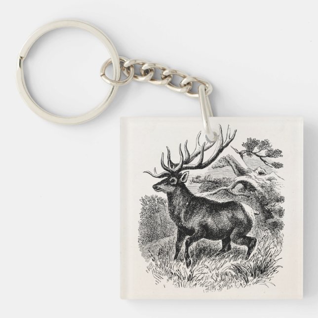 Llavero Ilustracion personalizado alces americanos del (Frente)