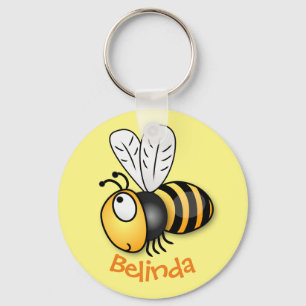 Llavero Ilustracion personalizado amarillo de abeja volado
