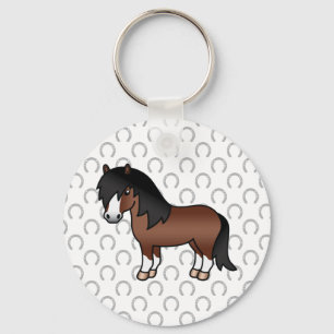 Llavero Ilustracion Personalizado Brown Shetland Pony Cute