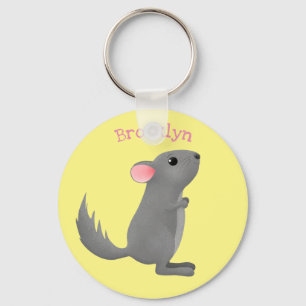 Llavero Ilustracion personalizado chinchilla gris suave