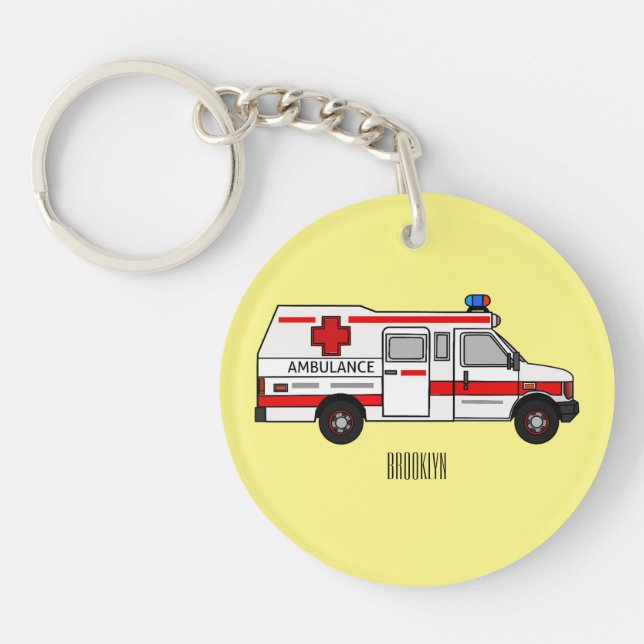 Llavero Ilustracion personalizado de ambulancia (Frente)