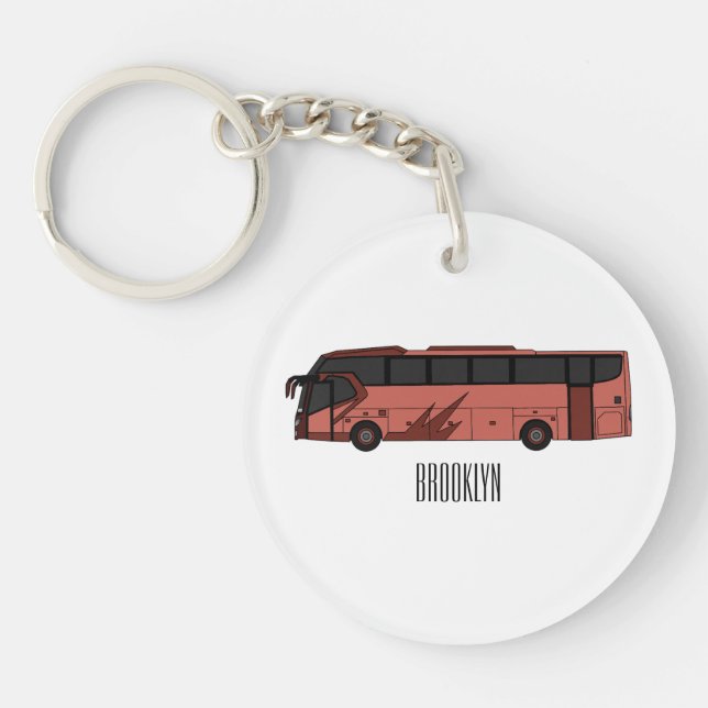 Llavero Ilustracion personalizado de autobús (Frente)