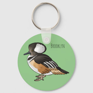 Llavero Ilustracion personalizado de aves merganser con ca