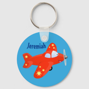 Llavero ilustracion personalizado de avión rojo lindo