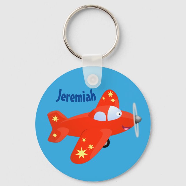 Llavero ilustracion personalizado de avión rojo lindo (Anverso)