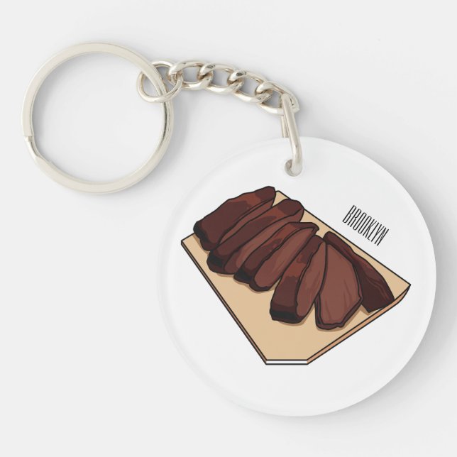 Llavero Ilustracion personalizado de brisket de carne (Frente)
