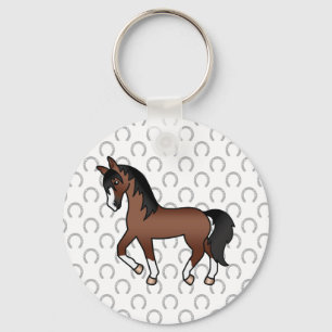 Llavero Ilustracion Personalizado de Brown Trotting Horse