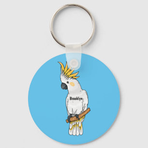 Llavero Ilustracion personalizado de cacatúa con crema de