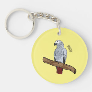 Llavero Ilustracion personalizado de loro gris africano