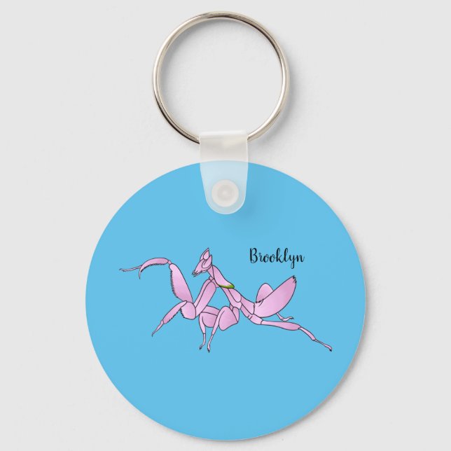 Llavero Ilustracion personalizado de mantis orquídea (Anverso)
