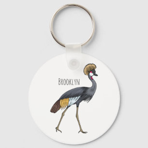 Llavero Ilustracion personalizado de pájaro grullo coronad