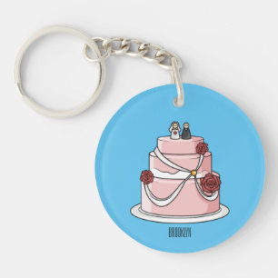 Llavero ilustracion personalizado de pastel boda